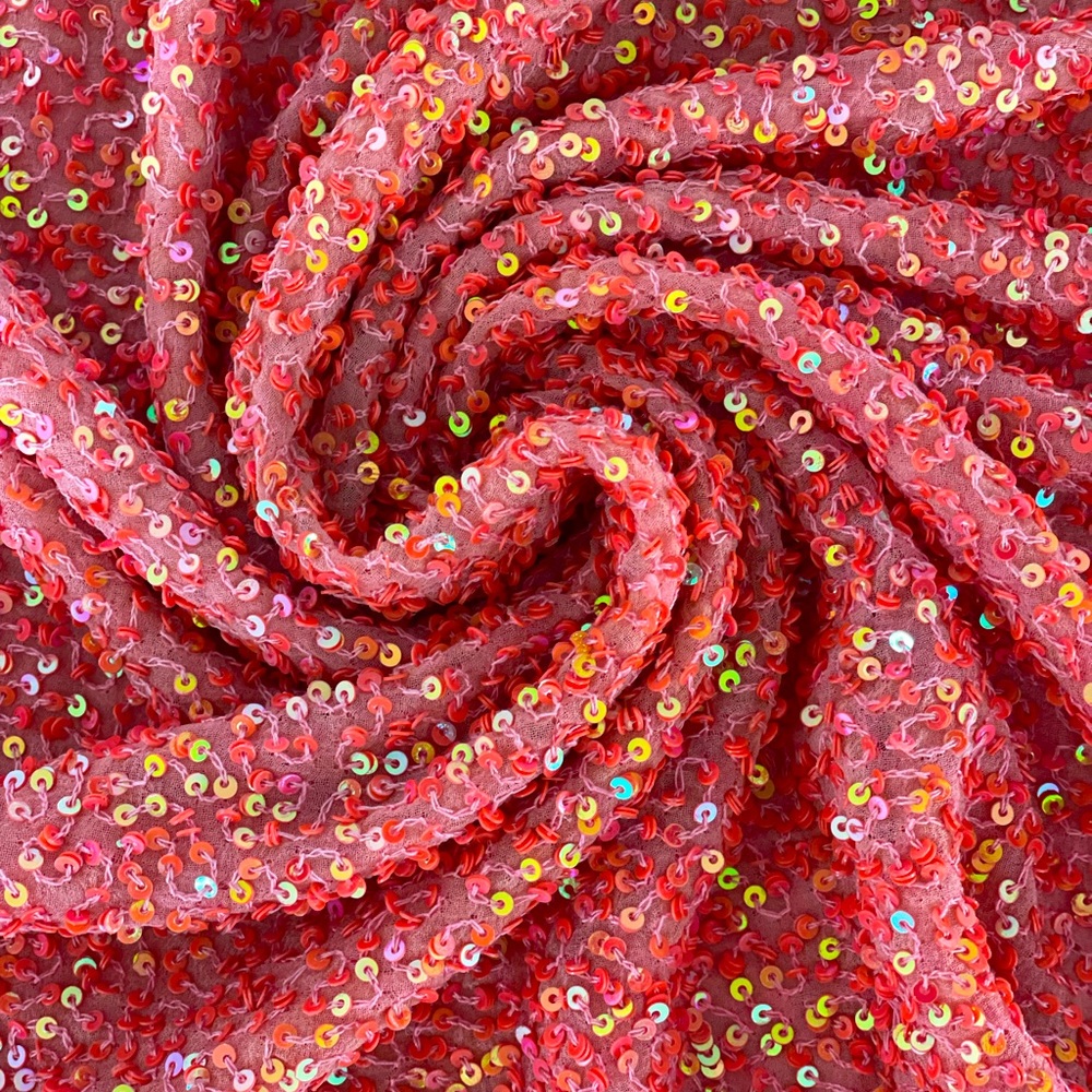 Sequin embroidered chiffon fabric
